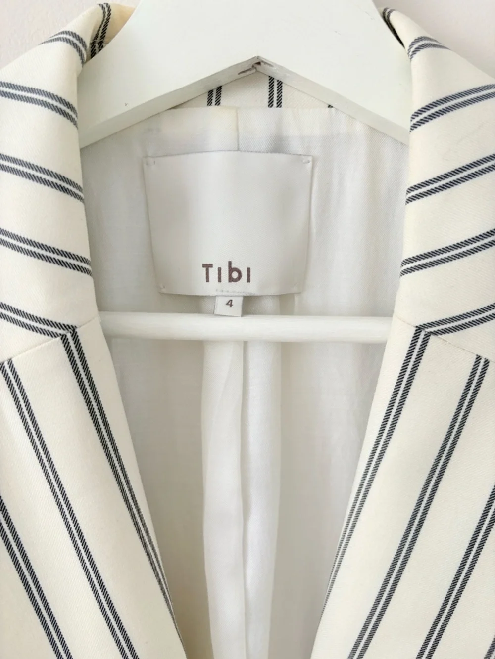 Tibi Levi Pin Striped Blazer Off White